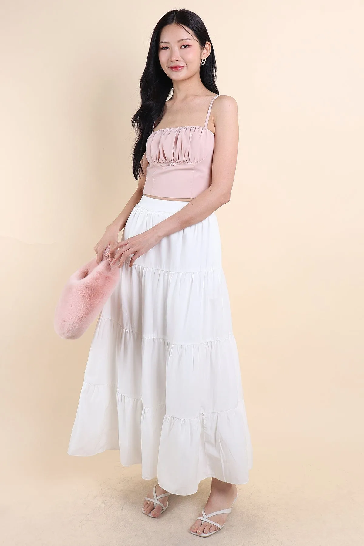 LOVEA RUCHED RIBBON TOP IN PINK