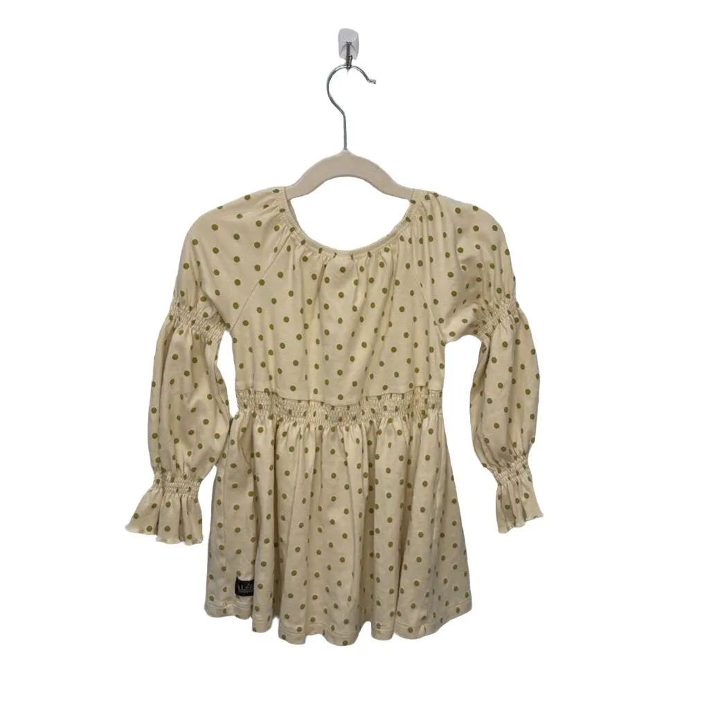 LS Cinch Waist Polka Dot Blouse