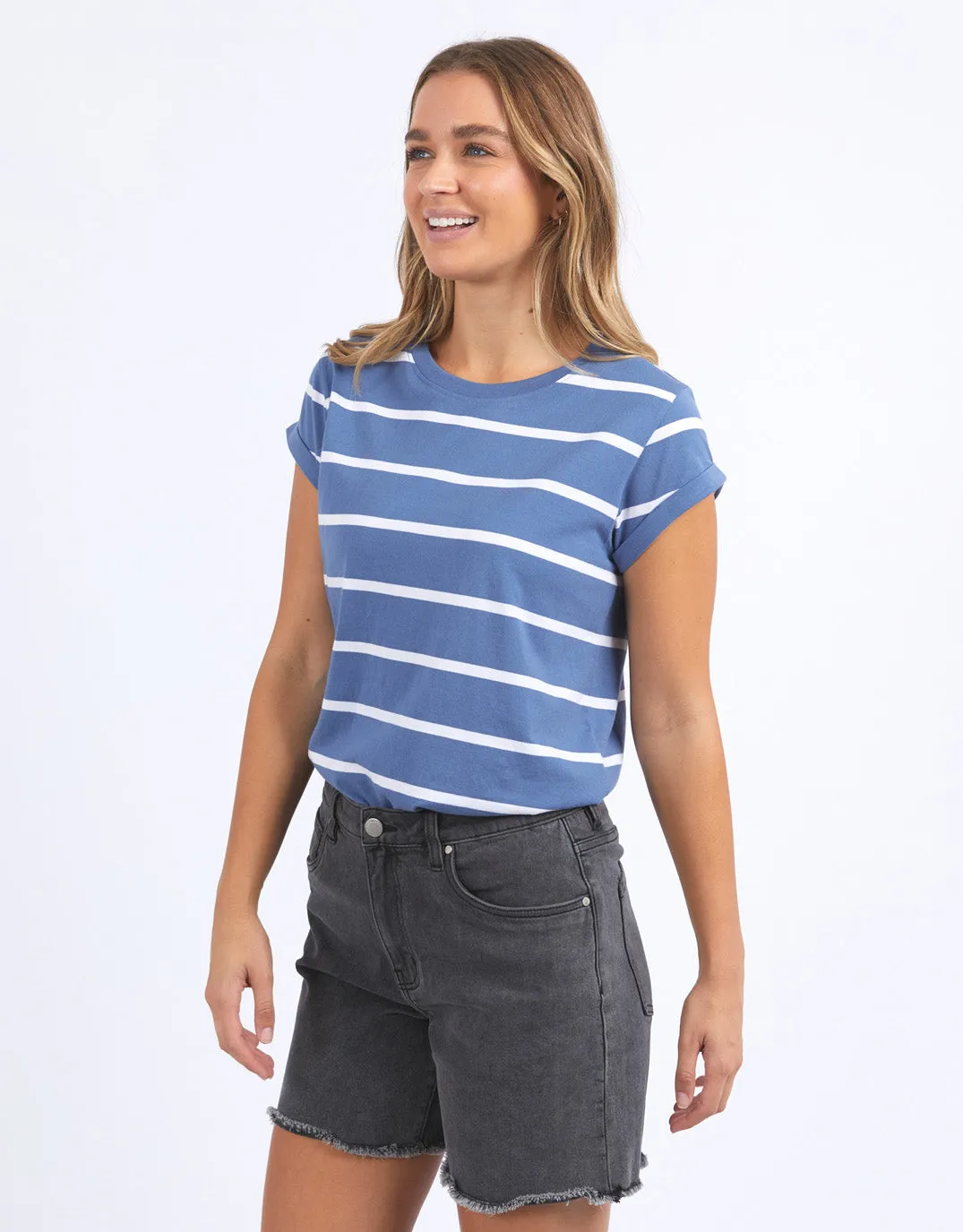 Manly Stripe Tee - Blue Horizon/White Stripe