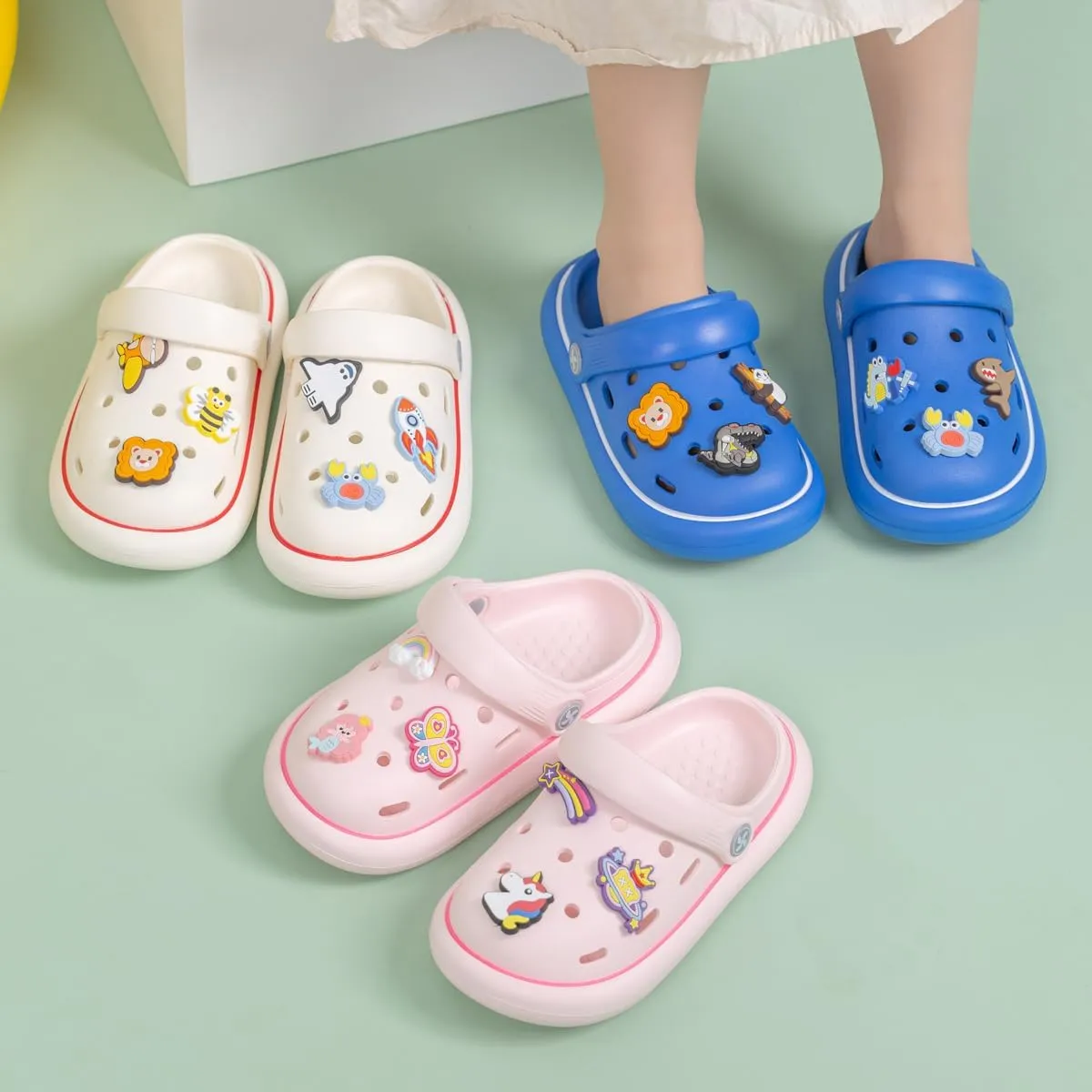 Miamooi Kids Girls Boys Clogs Garden Clogs Toddler Cartoon Slides Sandals Slip-on Water Shoes Indoor Outdoor Waterproof Beach Pool Slippers
