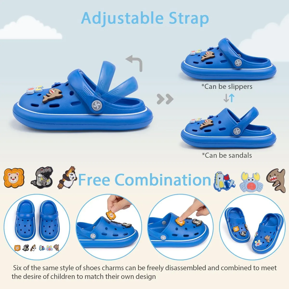 Miamooi Kids Girls Boys Clogs Garden Clogs Toddler Cartoon Slides Sandals Slip-on Water Shoes Indoor Outdoor Waterproof Beach Pool Slippers