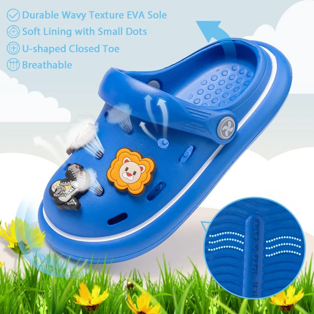 Miamooi Kids Girls Boys Clogs Garden Clogs Toddler Cartoon Slides Sandals Slip-on Water Shoes Indoor Outdoor Waterproof Beach Pool Slippers