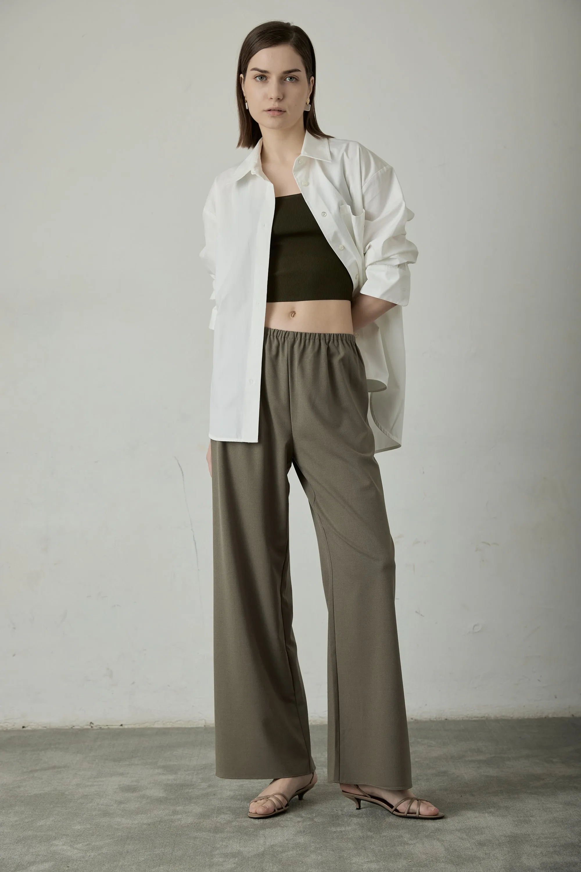 MONDAY wool-blended pants (Grey green)