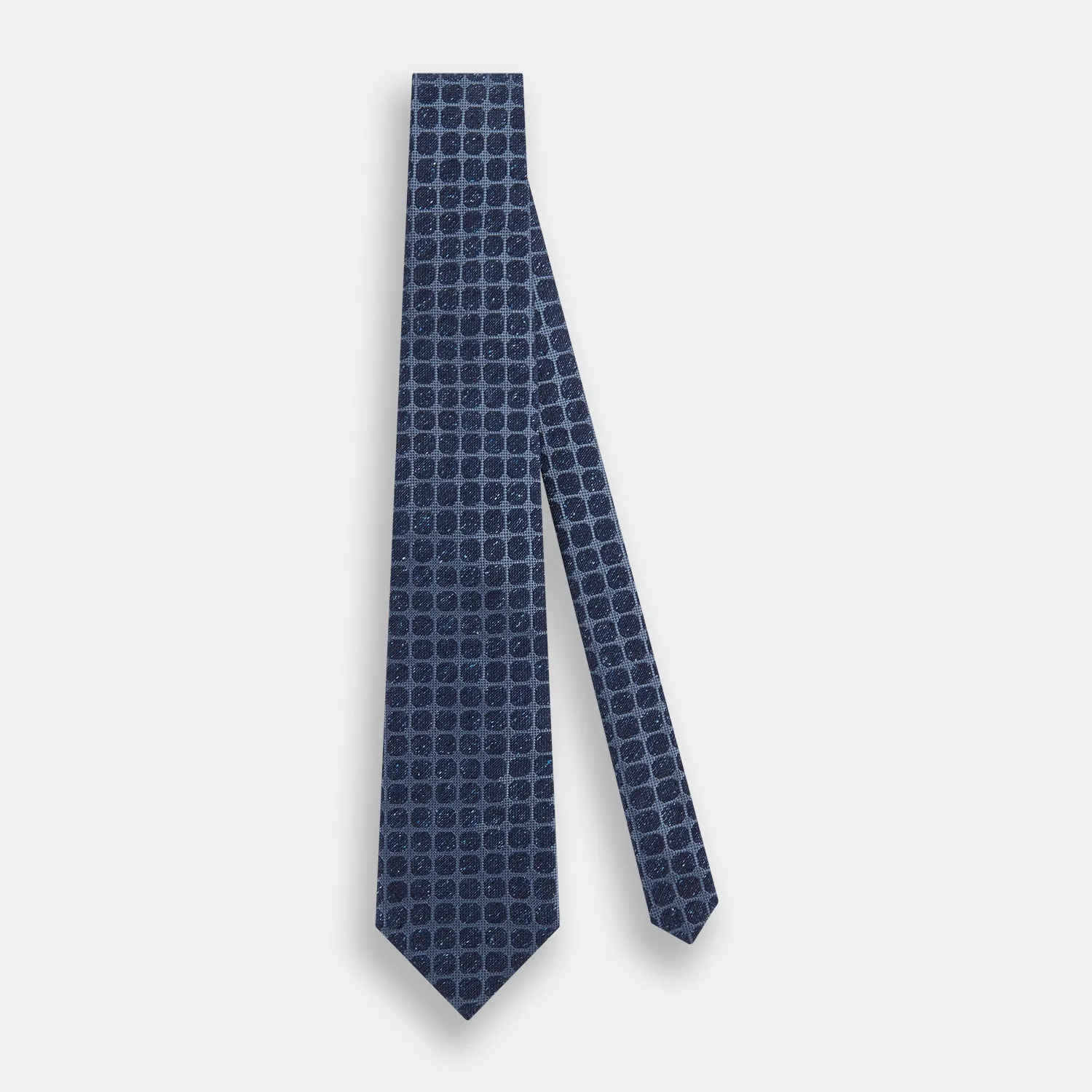 Navy Grid Silk Tie
