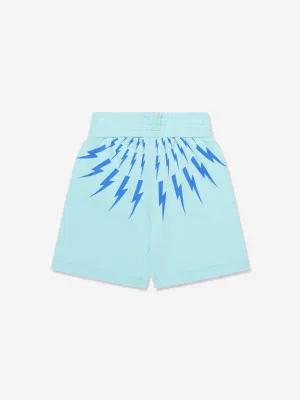 Neil Barrett Boys Thunderbolt Shorts in Aquamarine