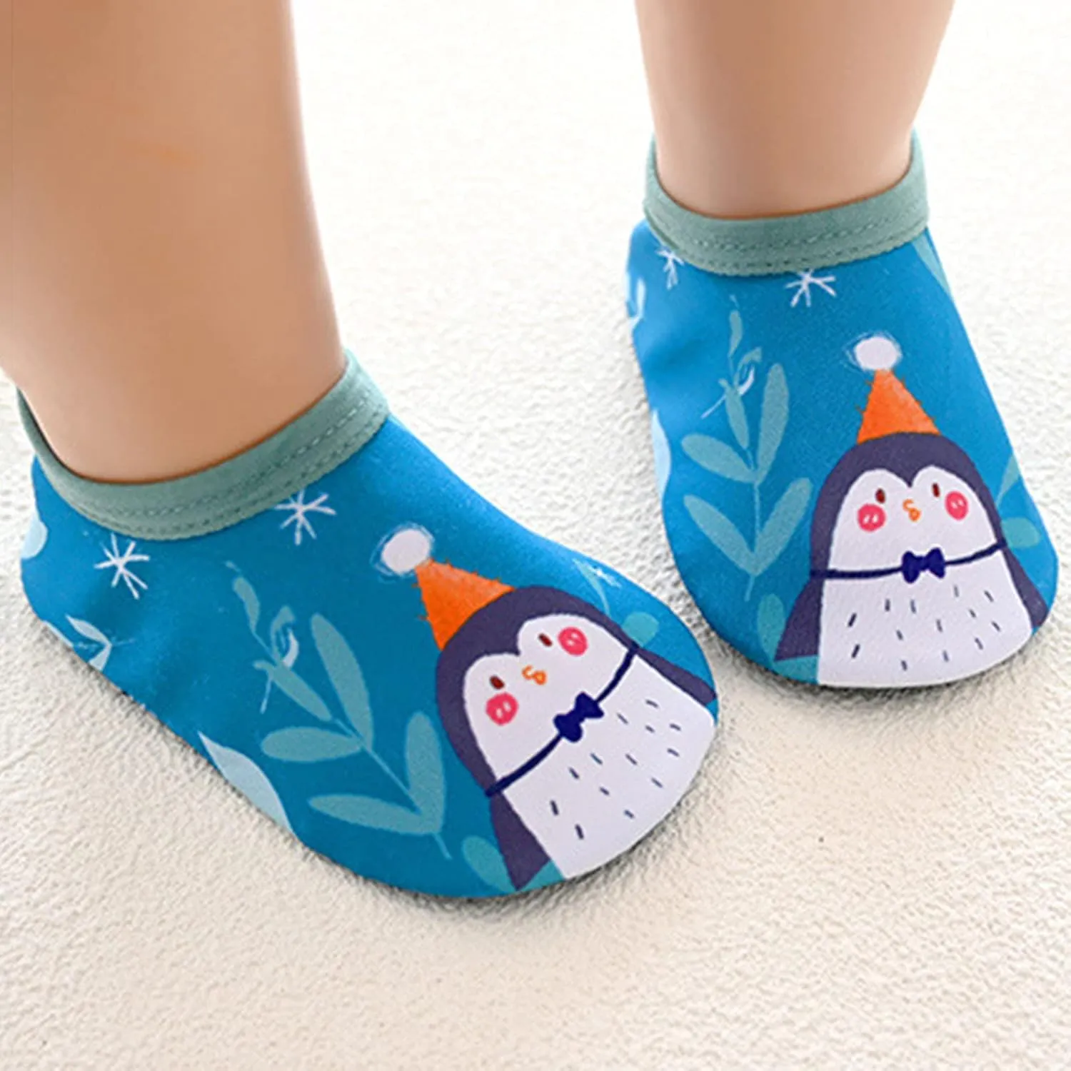Newborn Baby Boys Girls Booties Stay On Socks Non Skid Soft Sole Infant Toddler Warm Winter Barefoot Aqua Socks Shoes