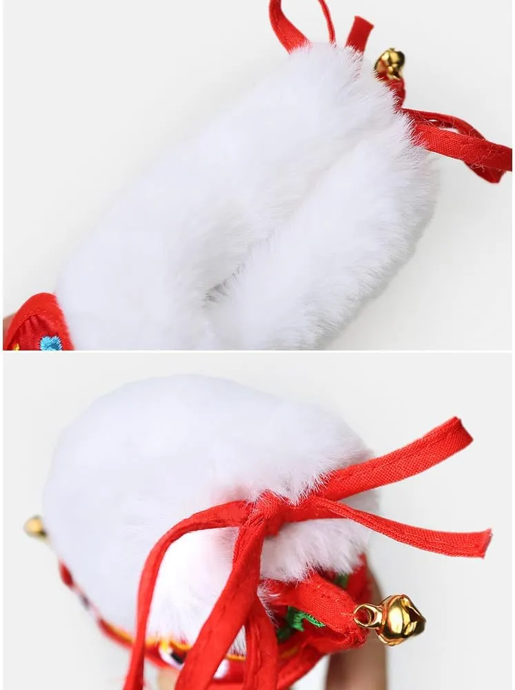 Newborn Baby Tiger Head Shoes Faux Fur Trim Hanfu Shoes Boys Girls Soles Chinese New Years Shoes