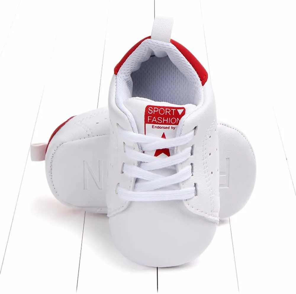 Newborn Baby Toddler Solid Star Letter Print Anti-slip Soft Sole Casual Shoes