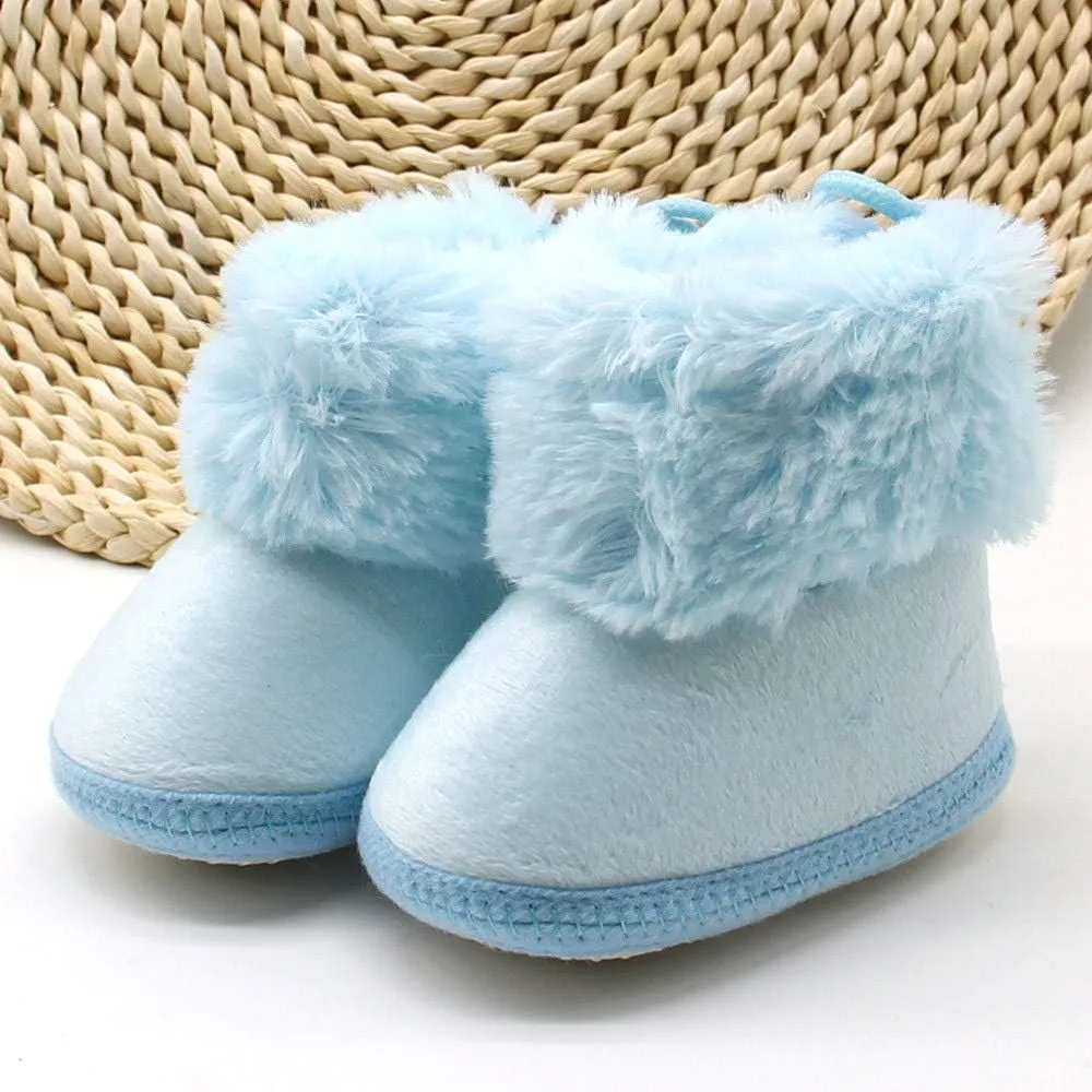 Newborn Infant Boots Winter Baby Girl Shoes Soft Sole Anti-Slip Toddler Snow Wool Warm Prewalker Boots