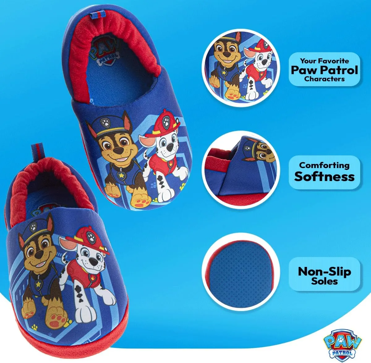 Nickelodeon Paw Patrol and Sponge Bob Squarepants - Toddler Boys Chase and Marshall House Shoes - Plush Lightweight Warm indoor Comfort Soft Aline House Slippers (Toddler/Little Kid/Big Kid)