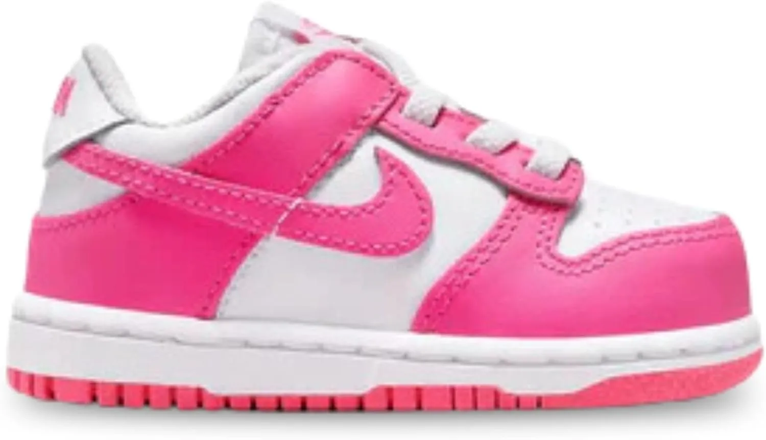 Nike Dunk Low Baby/Toddler Shoes (FB9107-102, White/Pink/Laser Fuchsia) Size 10