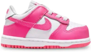 Nike Dunk Low Baby/Toddler Shoes (FB9107-102, White/Pink/Laser Fuchsia) Size 10