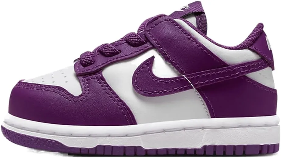 Nike Dunk Low Baby/Toddler Shoes (FB9107-110, White/White/Viotech) Size 6