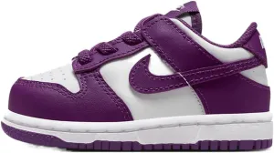 Nike Dunk Low Baby/Toddler Shoes (FB9107-110, White/White/Viotech) Size 6