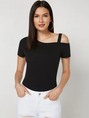 One-Shoulder Cutout City Tee
