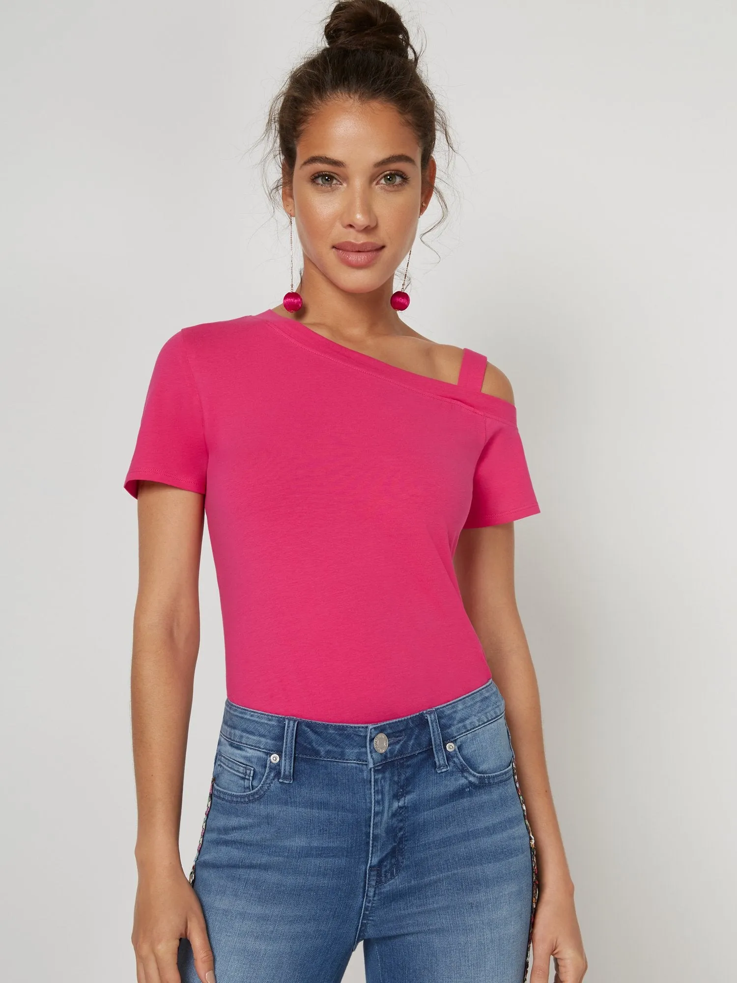 One-Shoulder Cutout City Tee