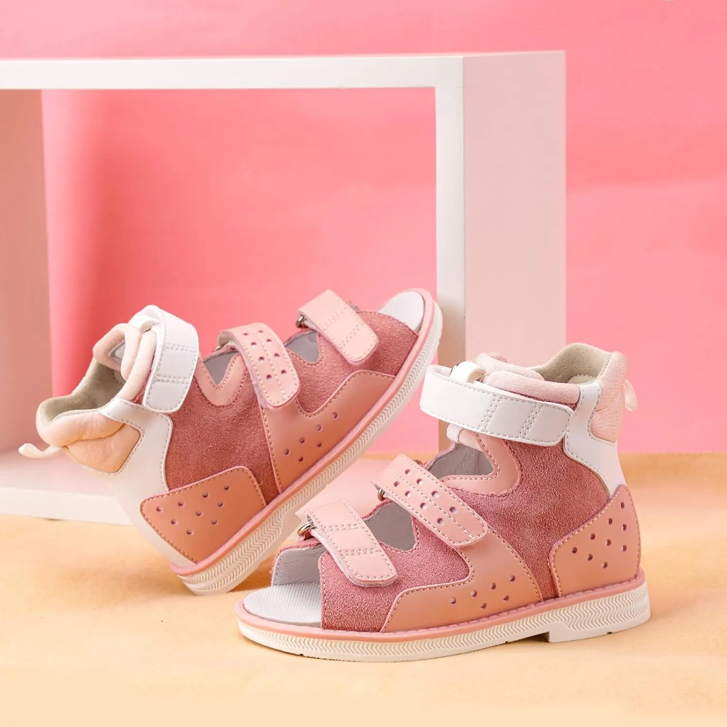 Orthopedic Sandals for Kids and Toddlers,Girls High Back Corrective Shoes with Arch and Ankle Support