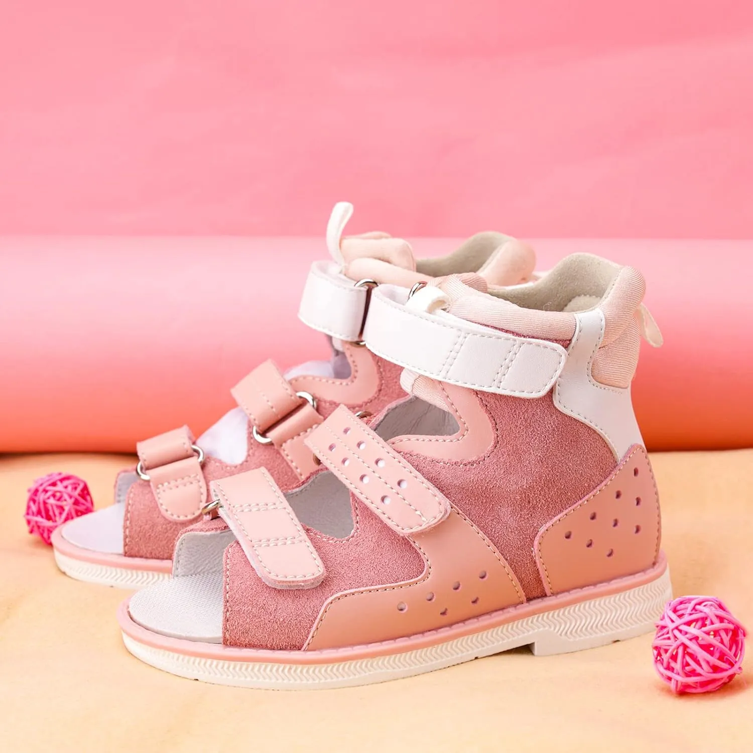 Orthopedic Sandals for Kids and Toddlers,Girls High Back Corrective Shoes with Arch and Ankle Support