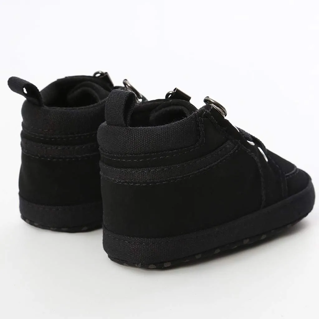 POLG Infant Baby Boys Girls Sneakers Soft Anti-Slip Soft Sole Newborn Toddler Baby First Walker Outdoor Shoes Crib Shoes (Black, 12-18 Months)