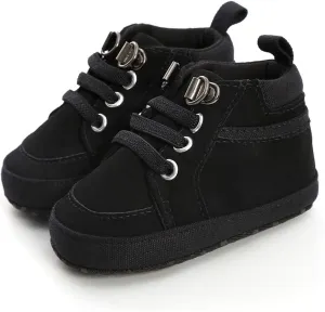 POLG Infant Baby Boys Girls Sneakers Soft Anti-Slip Soft Sole Newborn Toddler Baby First Walker Outdoor Shoes Crib Shoes (Black, 12-18 Months)