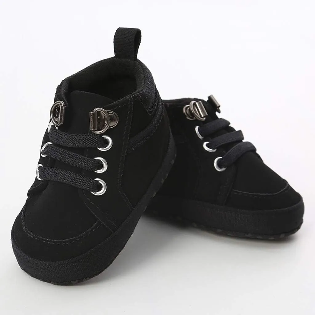 POLG Infant Baby Boys Girls Sneakers Soft Anti-Slip Soft Sole Newborn Toddler Baby First Walker Outdoor Shoes Crib Shoes (Black, 12-18 Months)