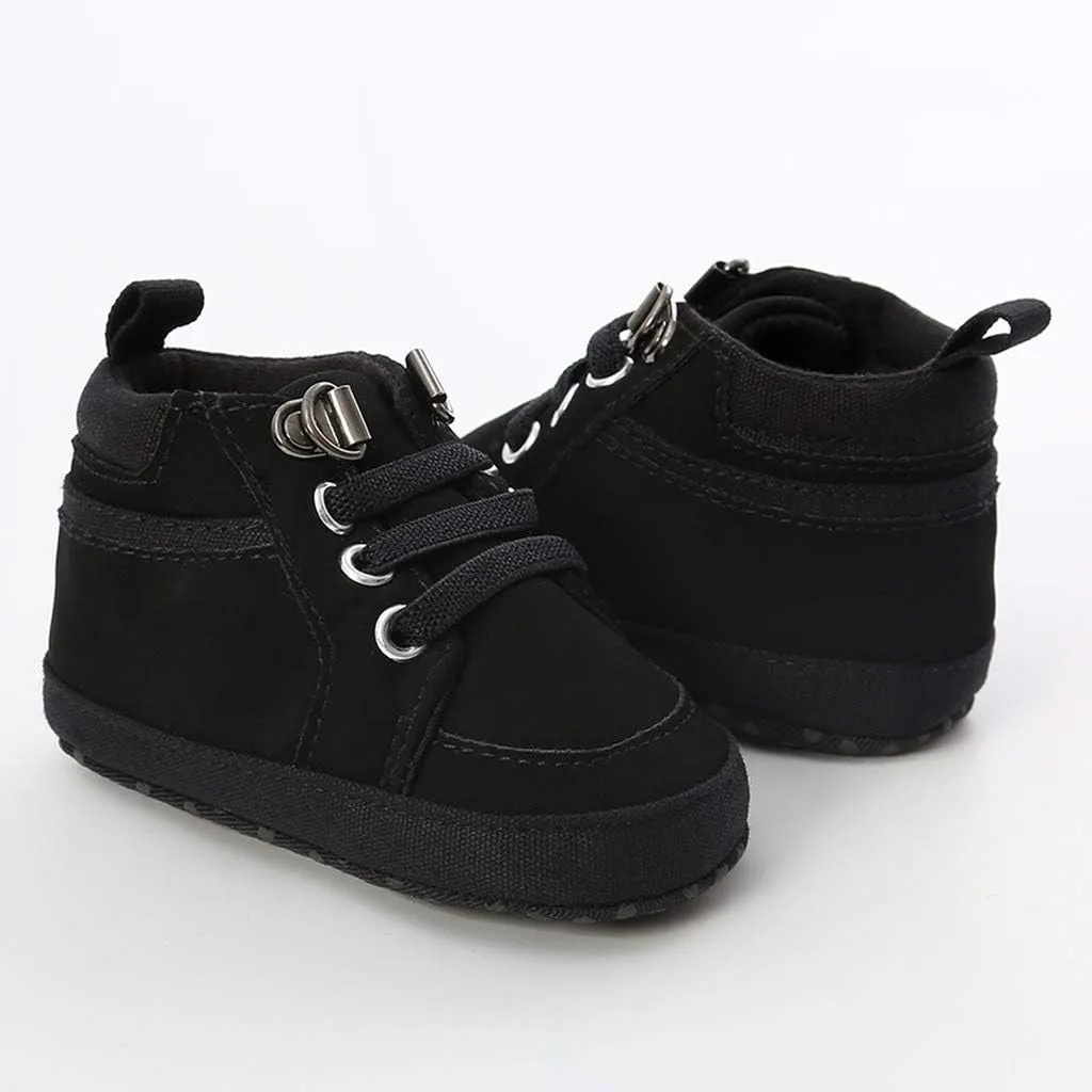 POLG Infant Baby Boys Girls Sneakers Soft Anti-Slip Soft Sole Newborn Toddler Baby First Walker Outdoor Shoes Crib Shoes (Black, 12-18 Months)