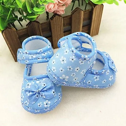 POLG Newborn Kids Baby Bowknot Printing Cloth Shoes Soft Sole Shoes Toddler Crib First Walker Shoes