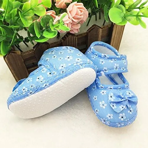 POLG Newborn Kids Baby Bowknot Printing Cloth Shoes Soft Sole Shoes Toddler Crib First Walker Shoes