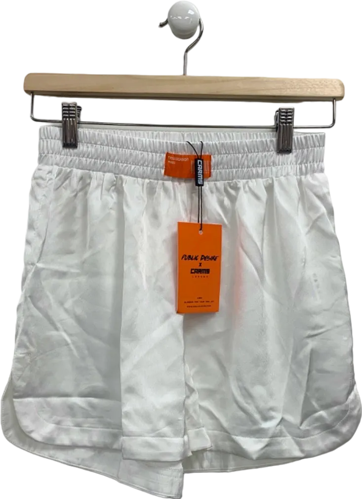 Public Desire White Satin Lounge Shorts UK 8