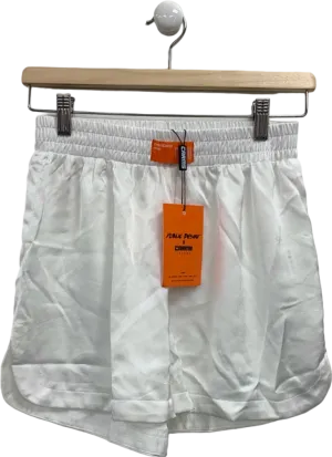 Public Desire White Satin Lounge Shorts UK 8
