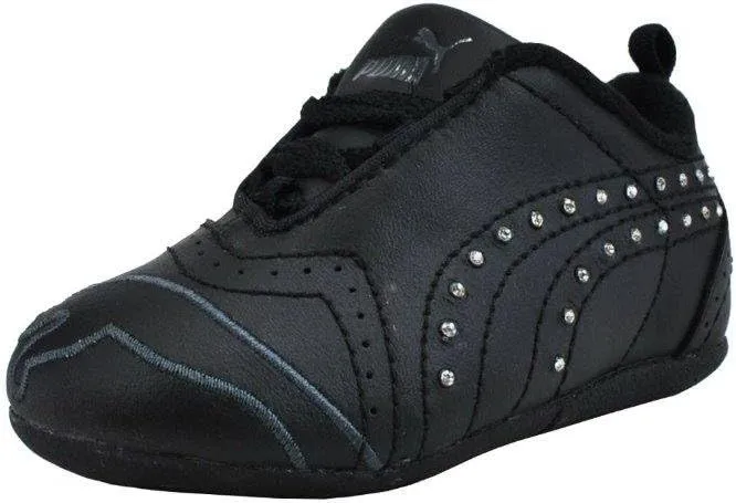 PUMA Shoes Sela Diamond Rhinestone Infant Toddler Black Sneakers (4 M US Toddler)