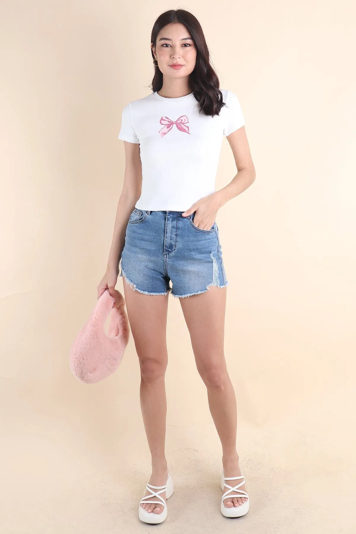 RESTOCKED** BON BON RIBBON TEE IN PINK