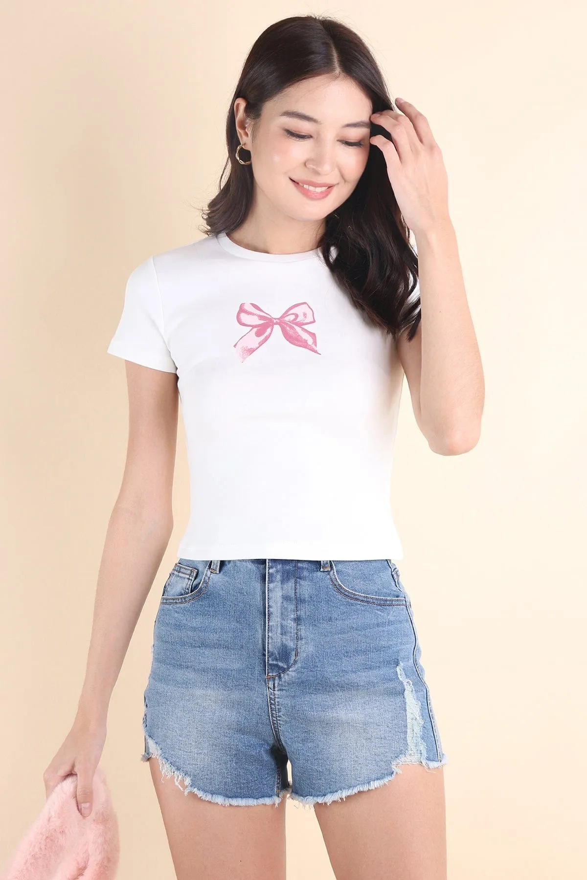 RESTOCKED** BON BON RIBBON TEE IN PINK