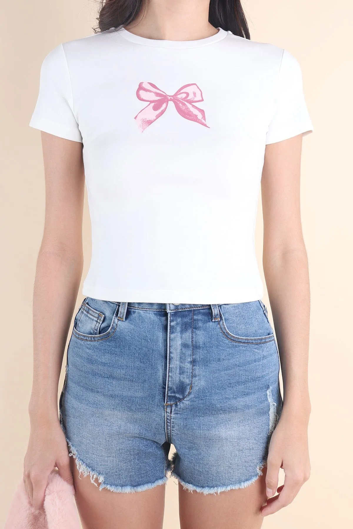 RESTOCKED** BON BON RIBBON TEE IN PINK