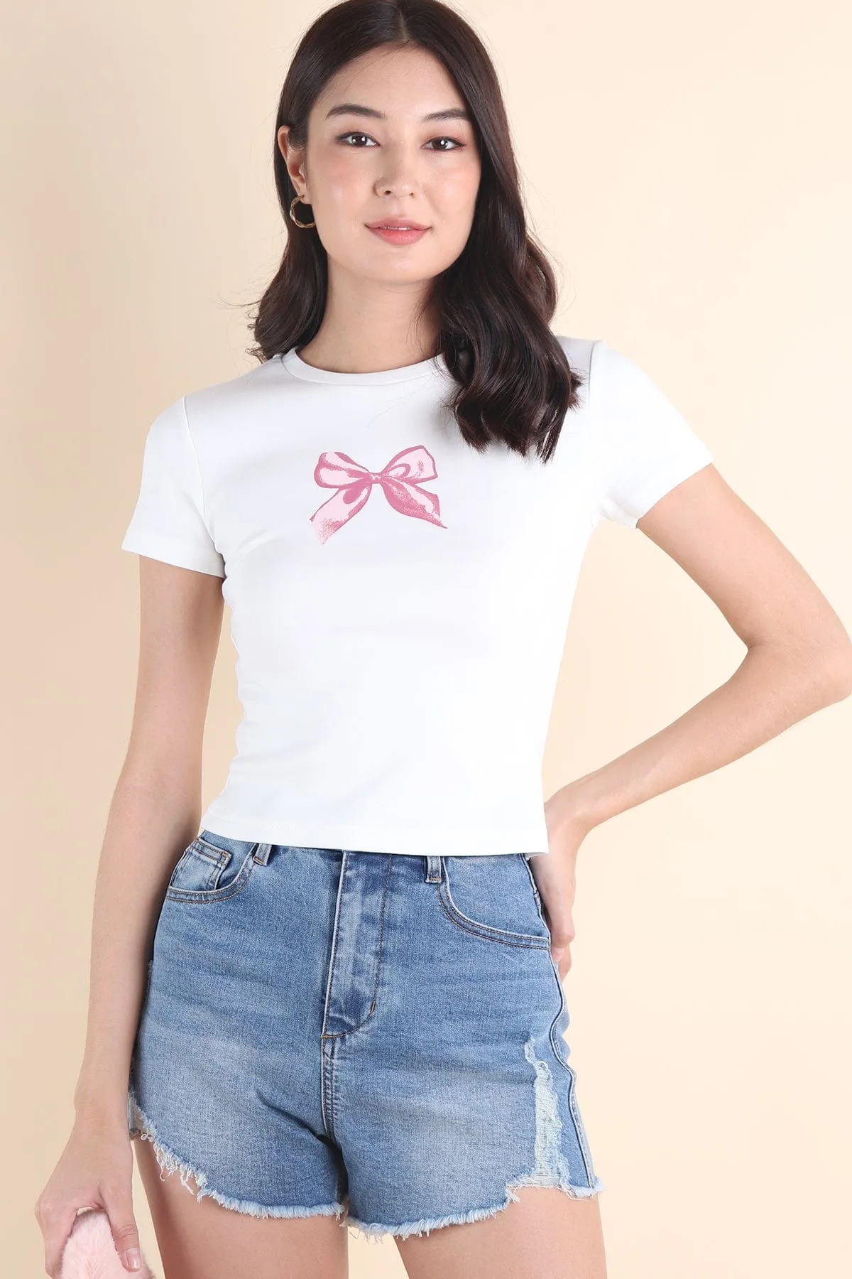 RESTOCKED** BON BON RIBBON TEE IN PINK