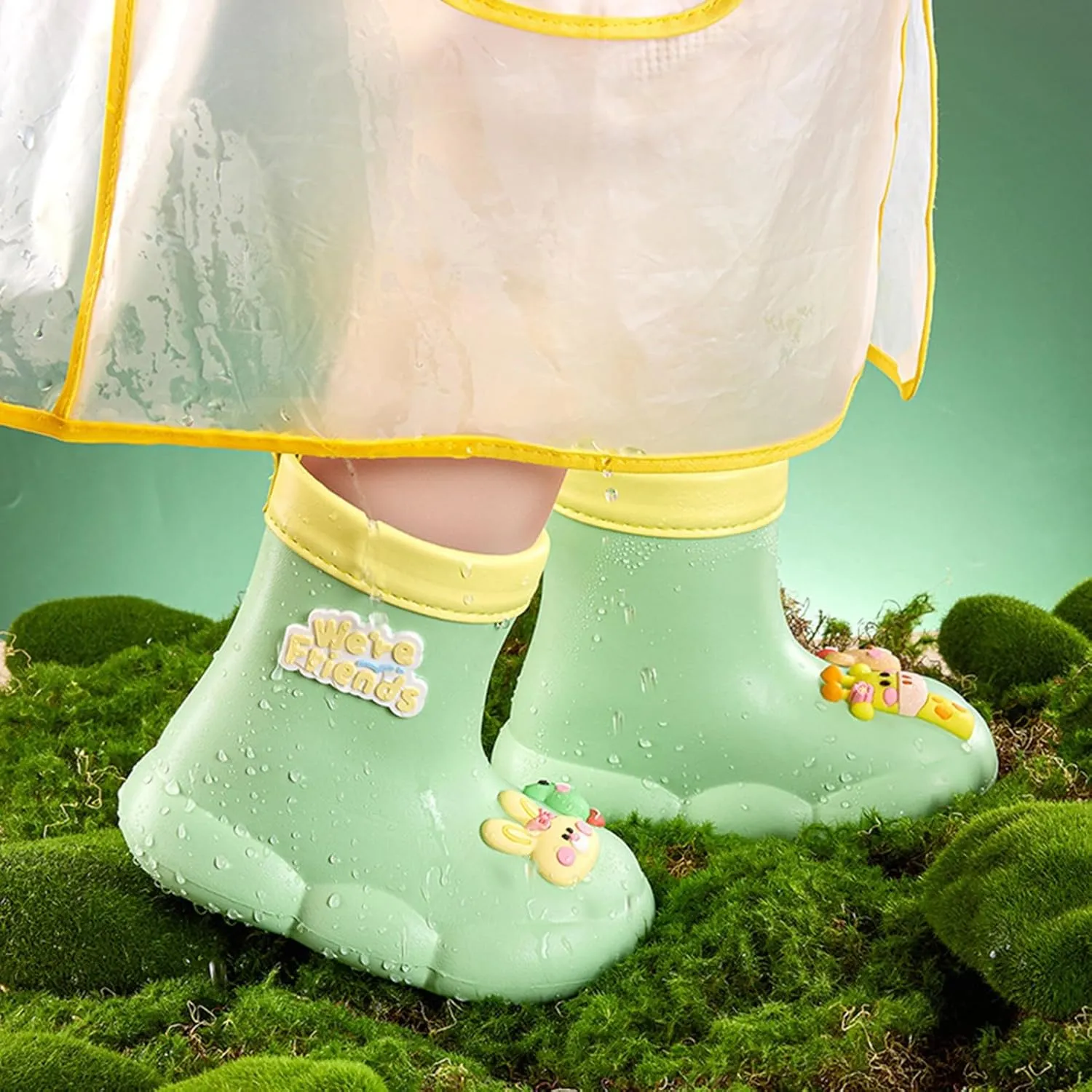Roller Rain Boots For Toddler Baby Girls artoon Bear aterproof Booties Mid Length Non Slip Spring Fashion Shoes Cute