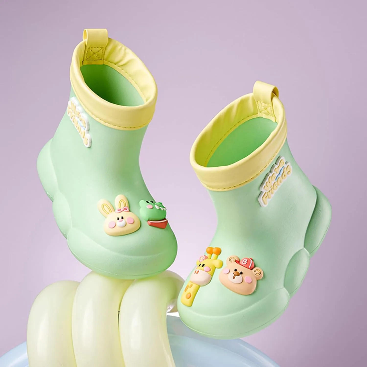 Roller Rain Boots For Toddler Baby Girls artoon Bear aterproof Booties Mid Length Non Slip Spring Fashion Shoes Cute