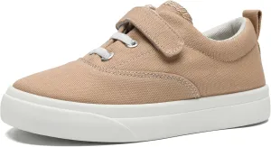 rosyclo Canvas Sneakers for Boys and Girls, Toddler Kids Walking Shoes Lightweight Breathable Non-Slip Soft Adjustable Strap Baby Boy Girl Outdoor Casual Tennis Shoe for Little Big Kid, Khaki