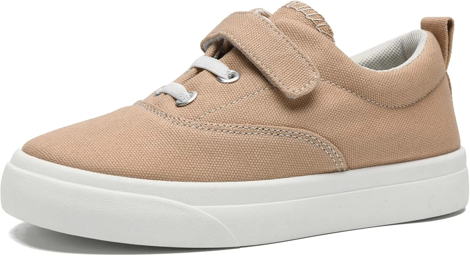 rosyclo Canvas Sneakers for Boys and Girls, Toddler Kids Walking Shoes Lightweight Breathable Non-Slip Soft Adjustable Strap Baby Boy Girl Outdoor Casual Tennis Shoe for Little Big Kid, Khaki