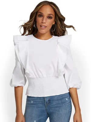Ruffle Open-Back Poplin Blouse - Lily & Cali