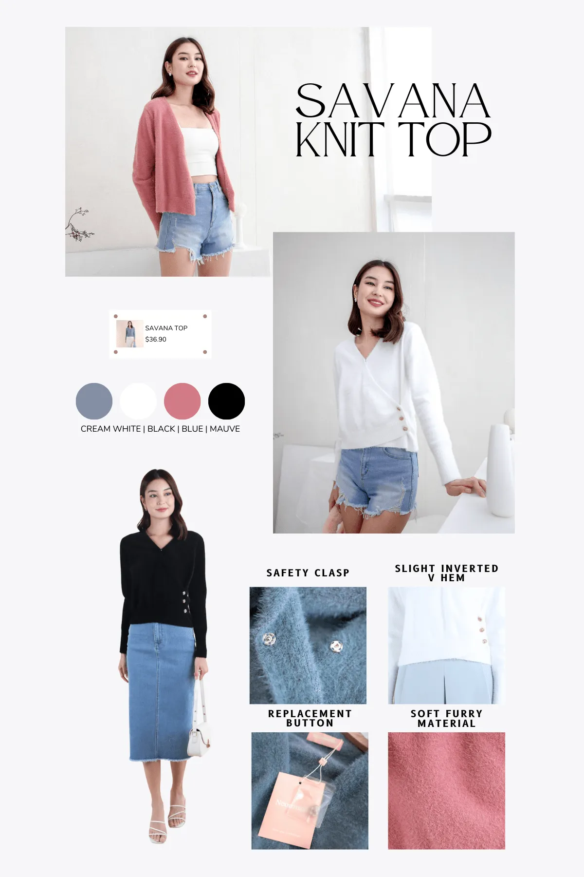 SAVANA KNIT TOP IN CREAM WHITE