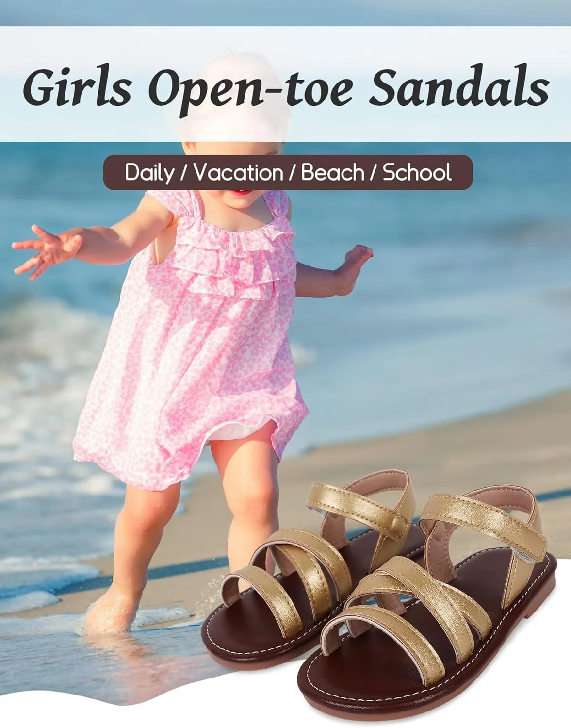 SEAUR Toddler Girl Sandals Size 6-12 Casual Summer Beach Vacation Holiday Open Toe Shoes for Outdoor Playwear