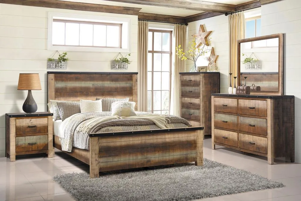 Sembene Bedroom Rustic Antique Multi Color Queen Five Piece Set