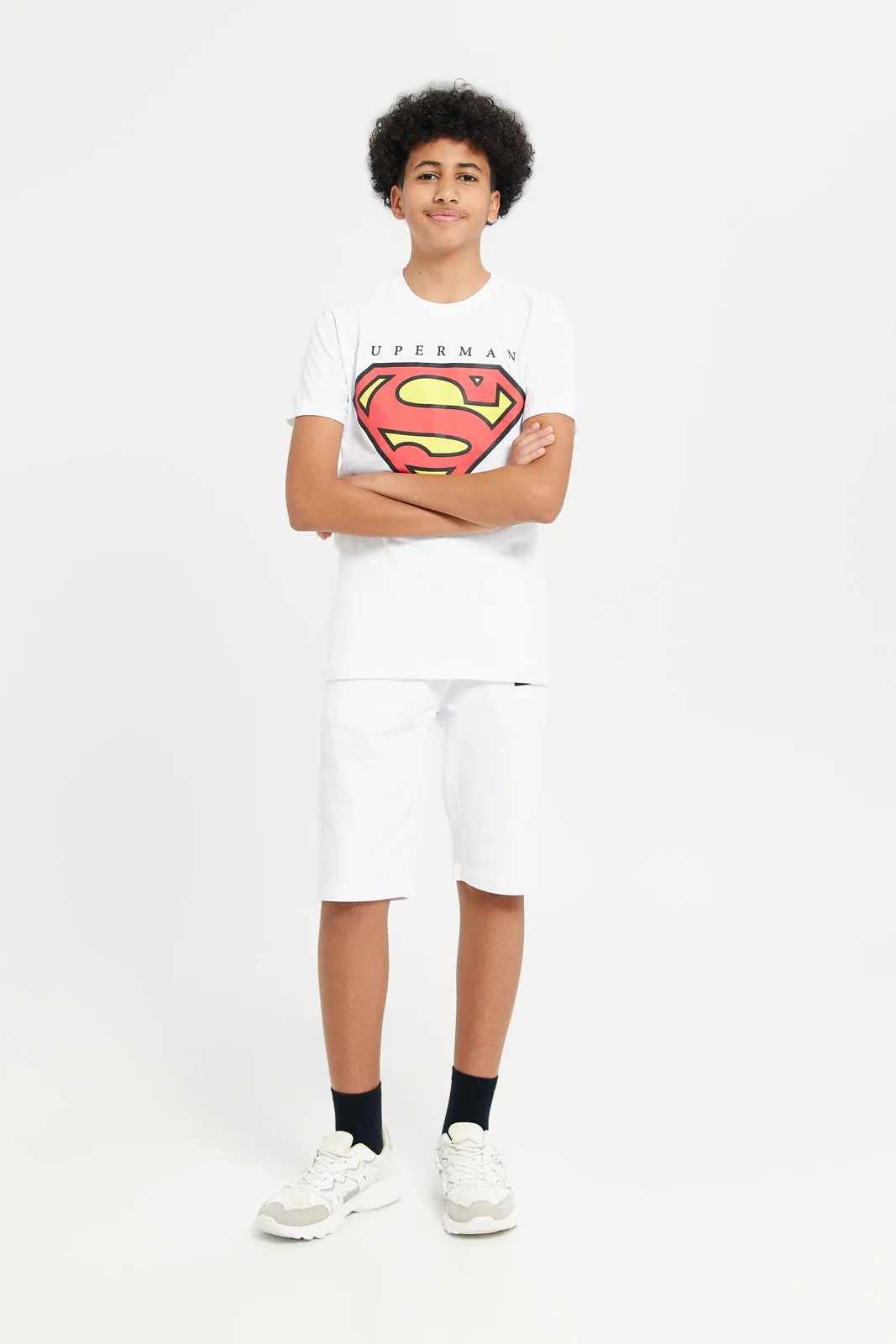 Senior Boys White Loungewear Active Shorts