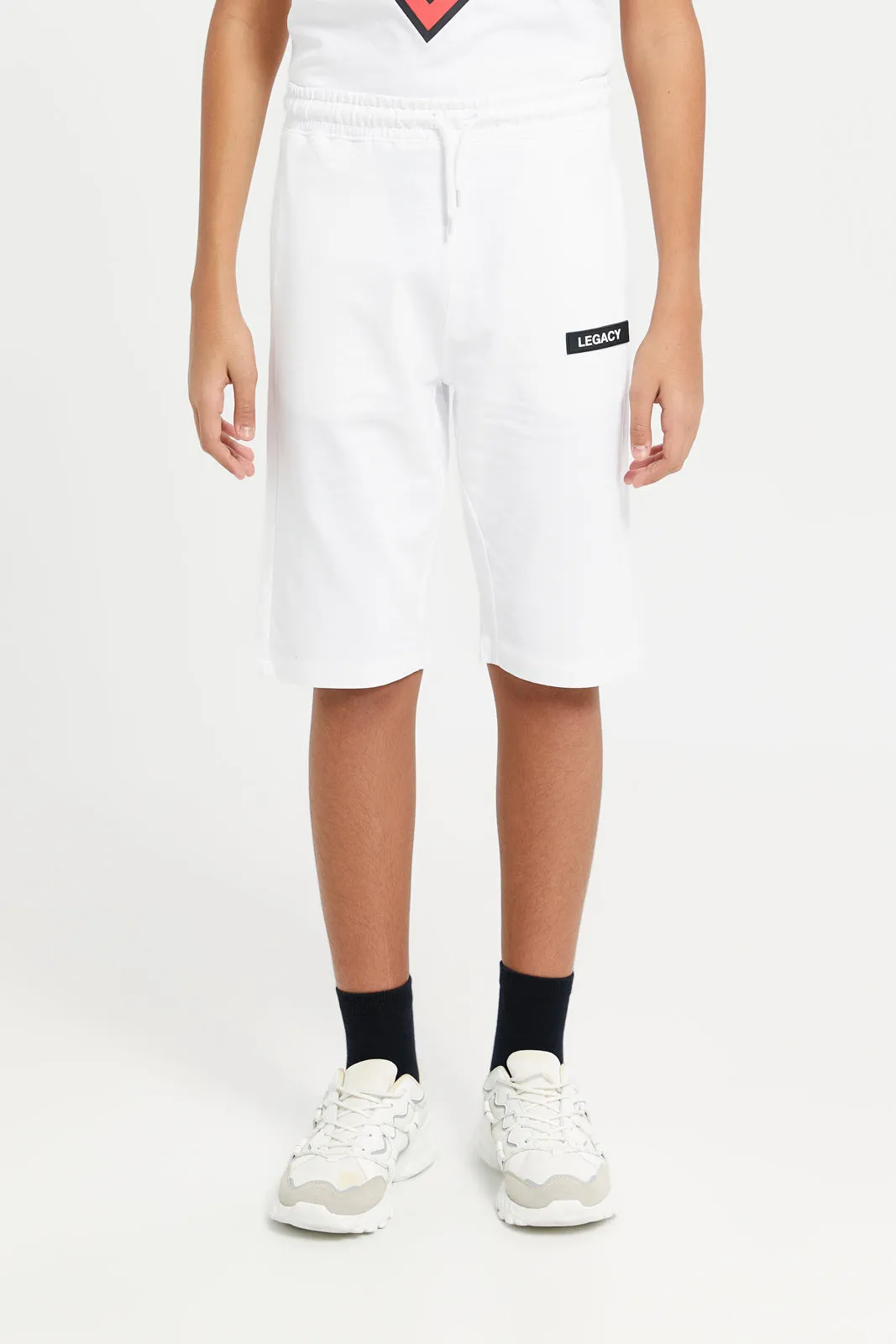 Senior Boys White Loungewear Active Shorts