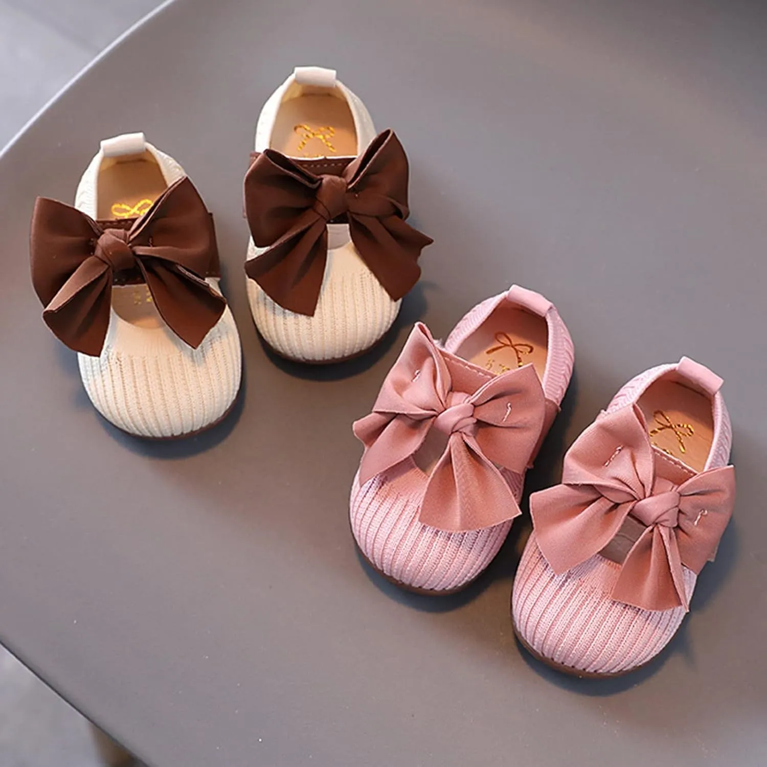 sfdgfhyf Kids Flat Sole Shoes Baby Fashion Single Shoes Children Princess Shoes Soft Soled Toddler Children (Beige, 6 Toddler)