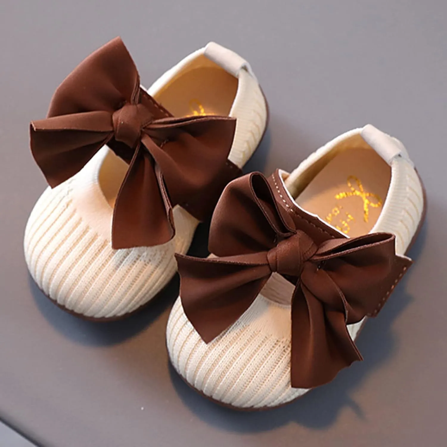 sfdgfhyf Kids Flat Sole Shoes Baby Fashion Single Shoes Children Princess Shoes Soft Soled Toddler Children (Beige, 6 Toddler)
