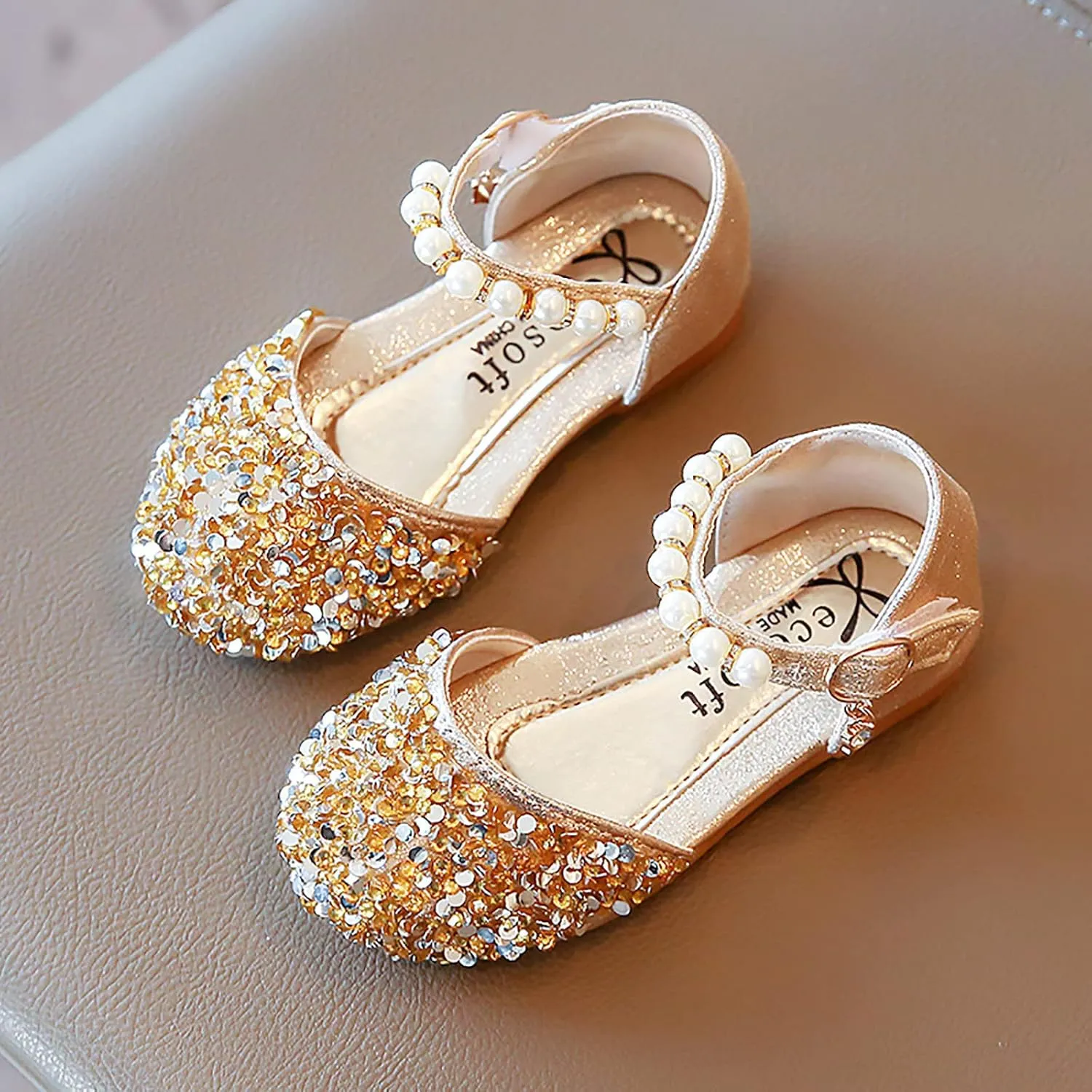 Shoes Kids Pearl Bowknot Infant Girls Sandals Princess Single Baby Crystal Bling Baby Shoes Baby Boy Clothes 0-3 Months (Gold, 2-2.5 Years Toddler)