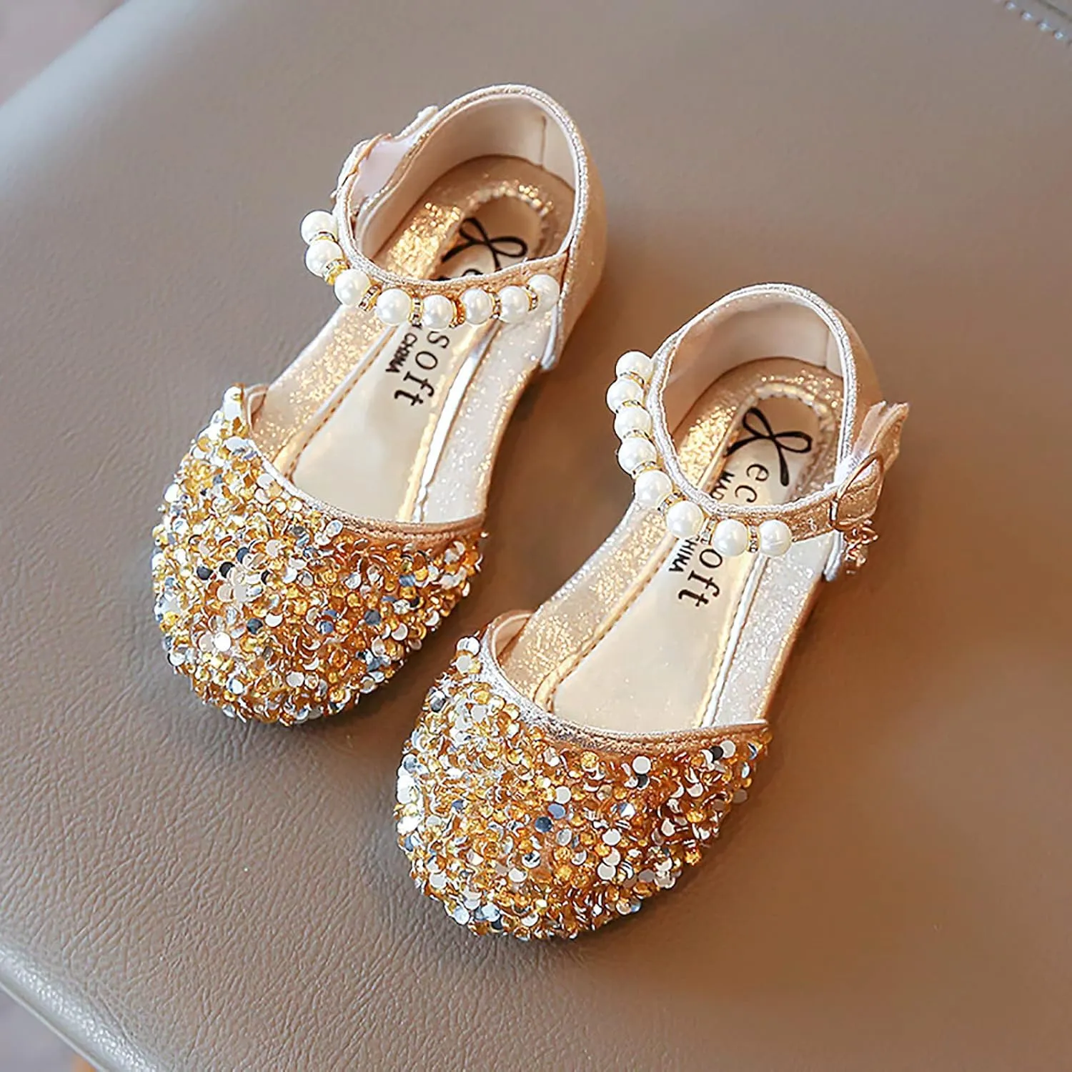 Shoes Kids Pearl Bowknot Infant Girls Sandals Princess Single Baby Crystal Bling Baby Shoes Baby Boy Clothes 0-3 Months (Gold, 2-2.5 Years Toddler)