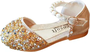 Shoes Kids Pearl Bowknot Infant Girls Sandals Princess Single Baby Crystal Bling Baby Shoes Baby Boy Clothes 0-3 Months (Gold, 2-2.5 Years Toddler)